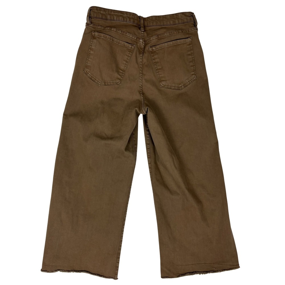 Oat New York‎ High Rise Wide Leg Cropped Jeans Size 8/29 Harvest Brown Raw Hems - Picture 3 of 14